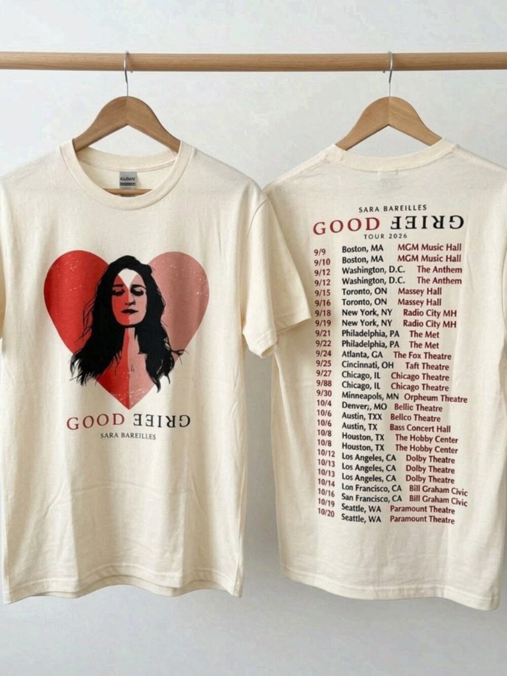 Sara Bareilles Good Grief Tour 2026 T-Shirt Reprint